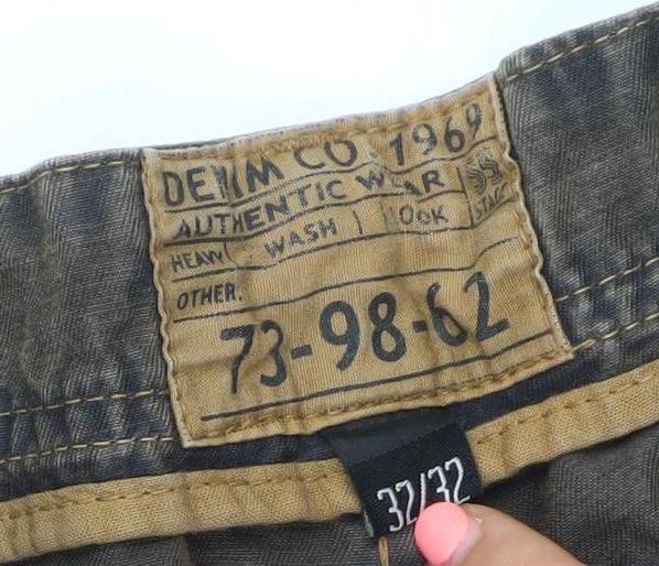 Denim Co Men's Brown Straight Jeans 37x32 Regular Fit Heavy Wash