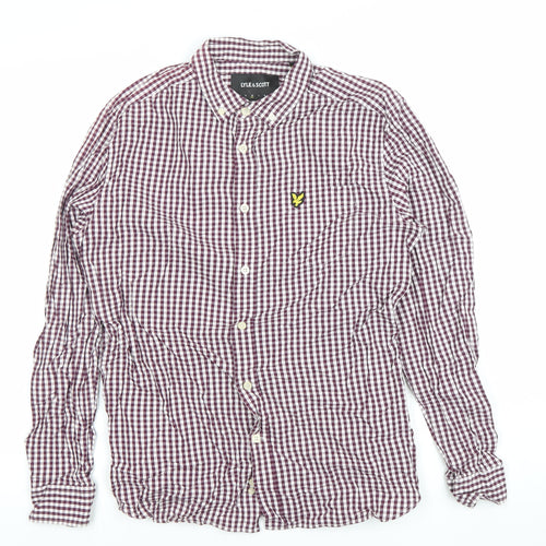 Lyle & Scott Men's Red Check Slim Fit Long Sleeve Button-Up Shirt M