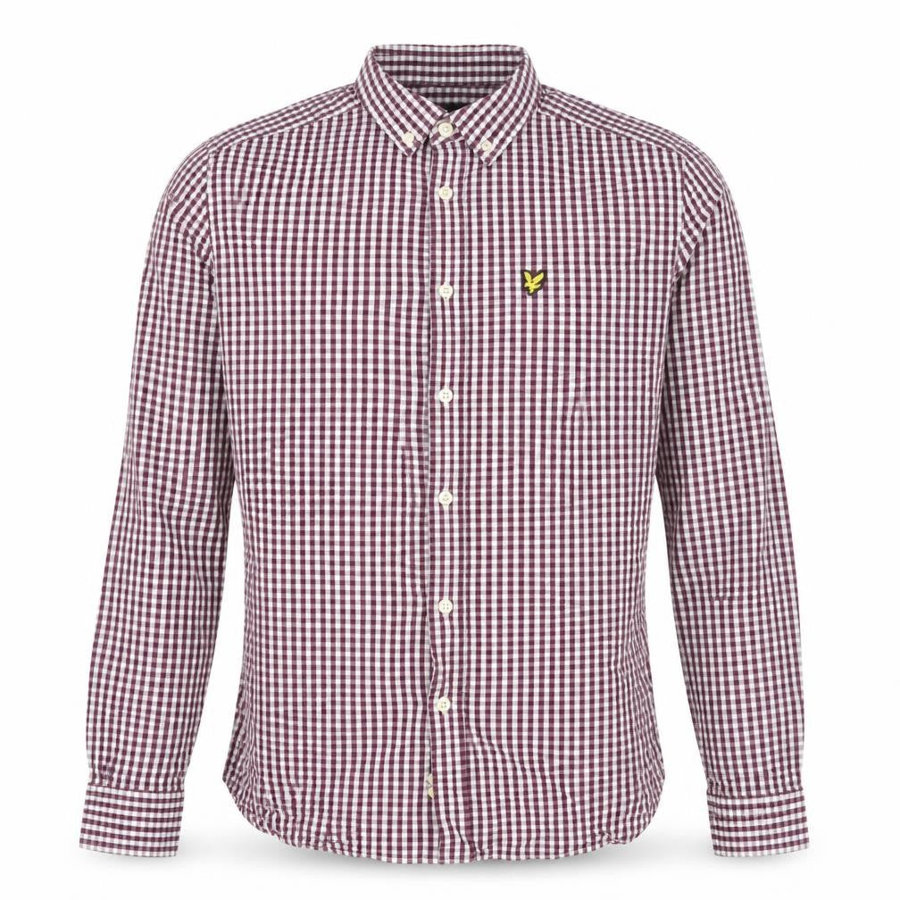Lyle & Scott Men's Red Check Slim Fit Long Sleeve Button-Up Shirt M
