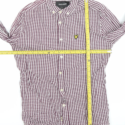 Lyle & Scott Men's Red Check Slim Fit Long Sleeve Button-Up Shirt M