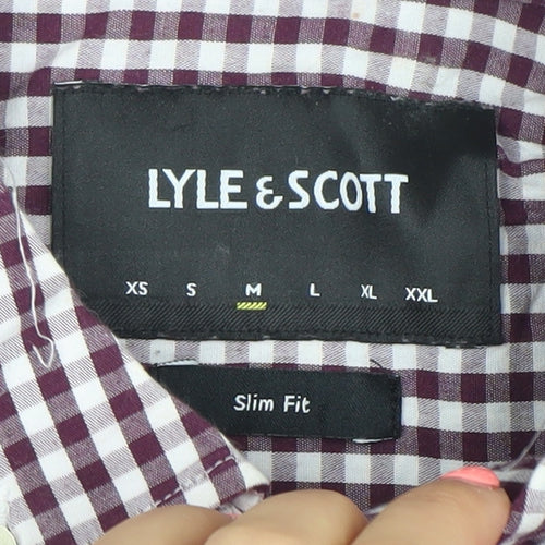 Lyle & Scott Men's Red Check Slim Fit Long Sleeve Button-Up Shirt M