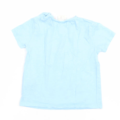 Zara Girls Light Blue Hawaii Graphic Cotton T-Shirt 2-3 Years Summer Casual