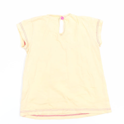Kole Girls Beige Cotton Short Sleeve Graphic T-Shirt 12 Months