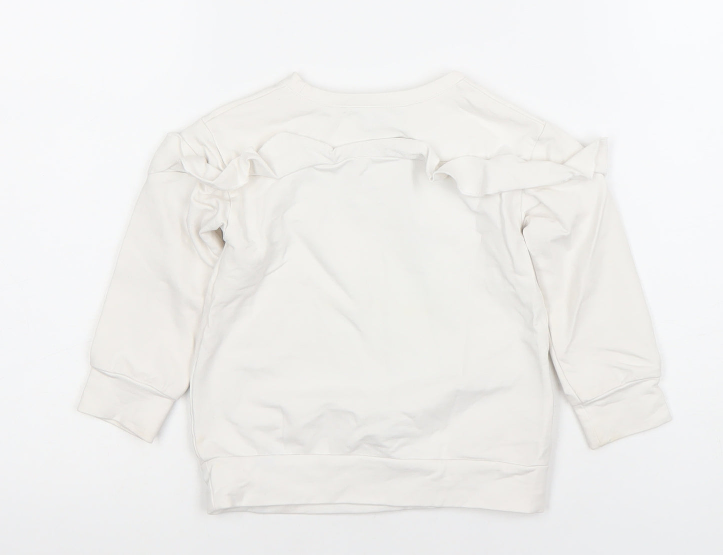 Mayoral Girls Ivory Long Sleeve 'Squad' Ruffle Pullover T-Shirt 2 Years