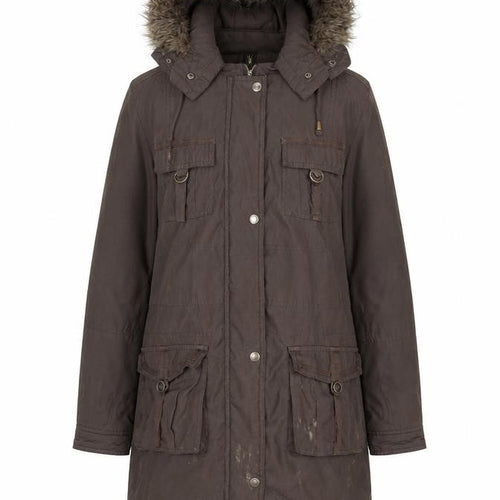 Per Una Womens Brown Fur Trim Hooded Parka Coat Size M
