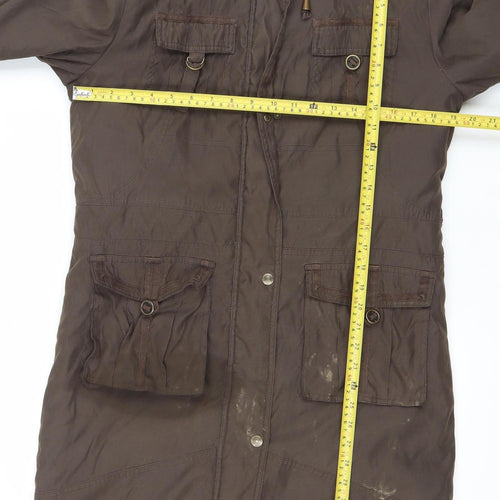 Per Una Womens Brown Fur Trim Hooded Parka Coat Size M