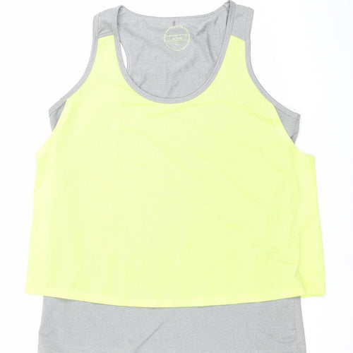 Red Herring Active Women’s Grey & Yellow Racerback Tank Top L