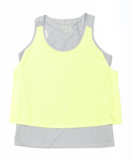 Red Herring Active Women’s Grey & Yellow Racerback Tank Top L