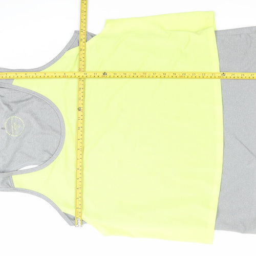 Red Herring Active Women’s Grey & Yellow Racerback Tank Top L
