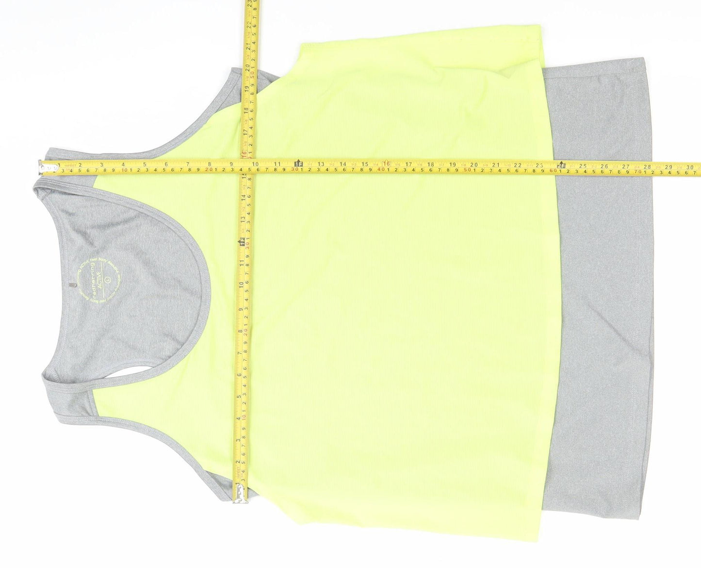 Red Herring Active Women’s Grey & Yellow Racerback Tank Top L