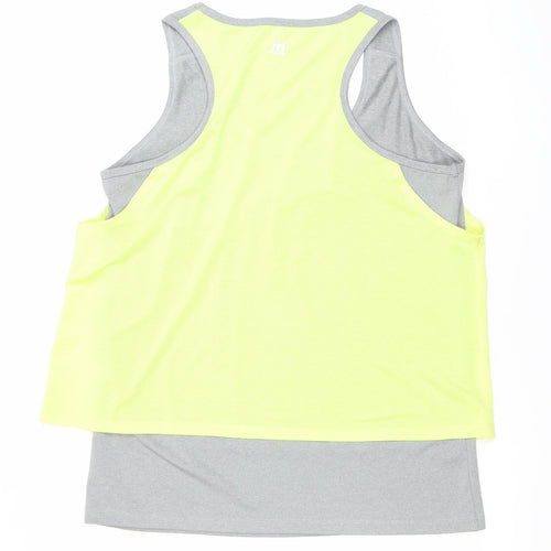 Red Herring Active Women’s Grey & Yellow Racerback Tank Top L