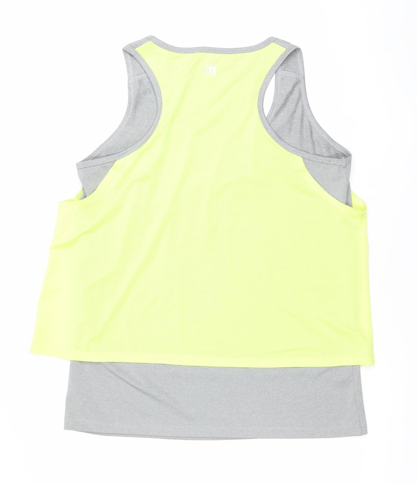 Red Herring Active Women’s Grey & Yellow Racerback Tank Top L