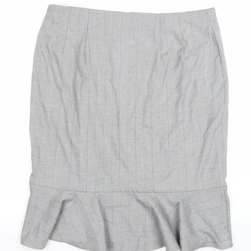 Marks and Spencer Women Grey Size 16 High Rise Ruffle Pencil Skirt