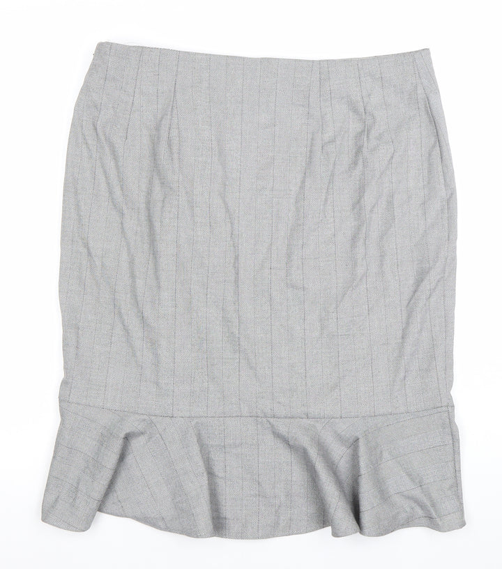 Marks and Spencer Women Grey Size 16 High Rise Ruffle Pencil Skirt