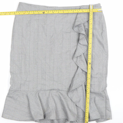 Marks and Spencer Women Grey Size 16 High Rise Ruffle Pencil Skirt