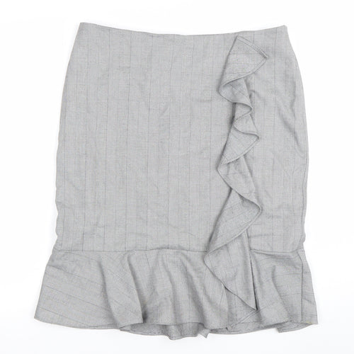Marks and Spencer Women Grey Size 16 High Rise Ruffle Pencil Skirt