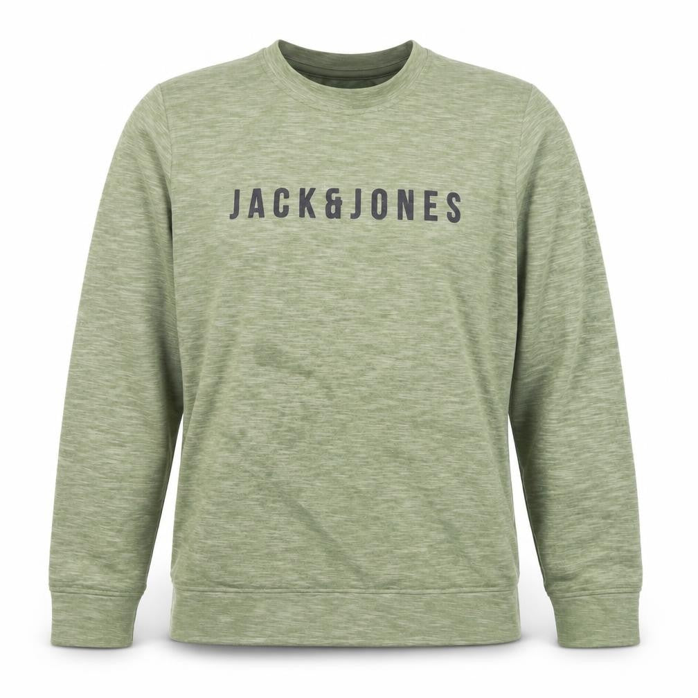 Front view of Jack & Jones Core Men's Green Sweatshirt M Crew Neck Long Sleeve