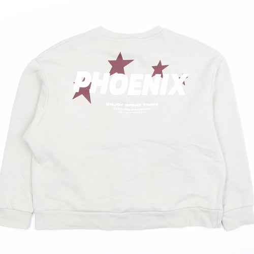 Stradivarius Women's Grey Phoenix Print Pullover Sweatshirt Size S