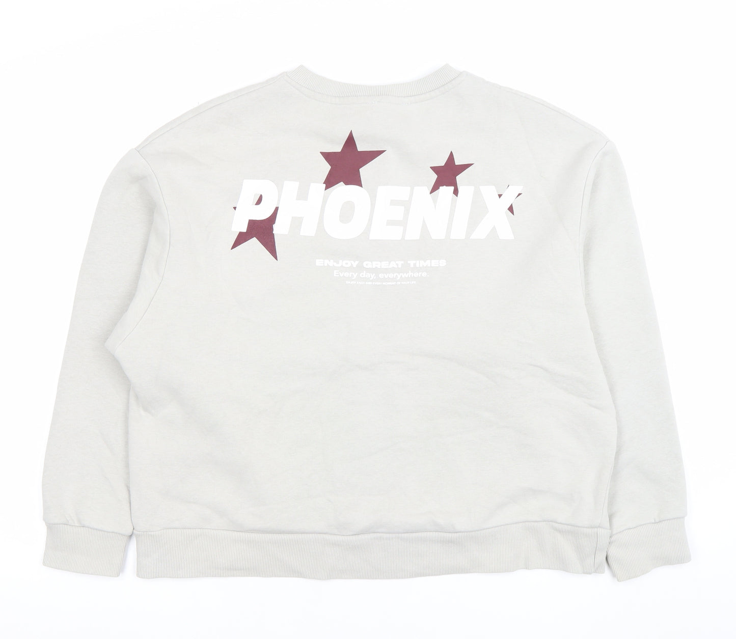 Stradivarius Women's Grey Phoenix Print Pullover Sweatshirt Size S