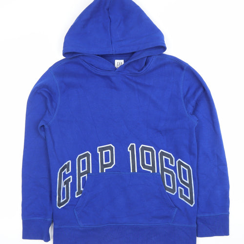 GAP Kids Boys Blue Pullover Hoodie Size XXL 160cm Cotton Graphic Print
