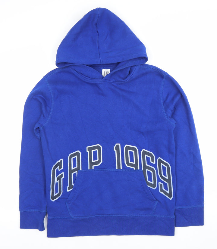 GAP Kids Boys Blue Pullover Hoodie Size XXL 160cm Cotton Graphic Print