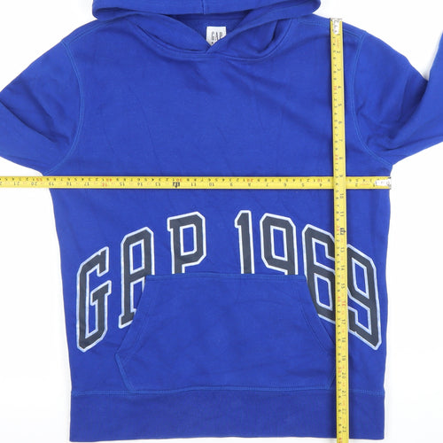 GAP Kids Boys Blue Pullover Hoodie Size XXL 160cm Cotton Graphic Print