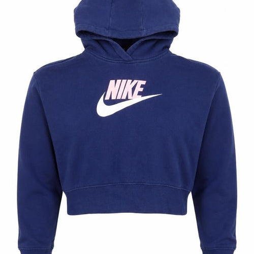 Nike Girls Blue XL Pullover Fleece Hoodie with Logo Print