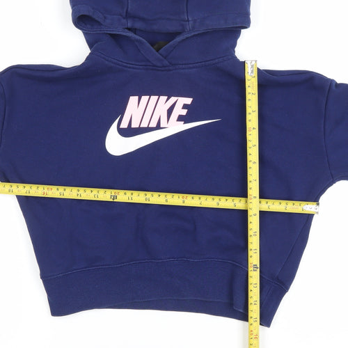 Nike Girls Blue XL Pullover Fleece Hoodie with Logo Print