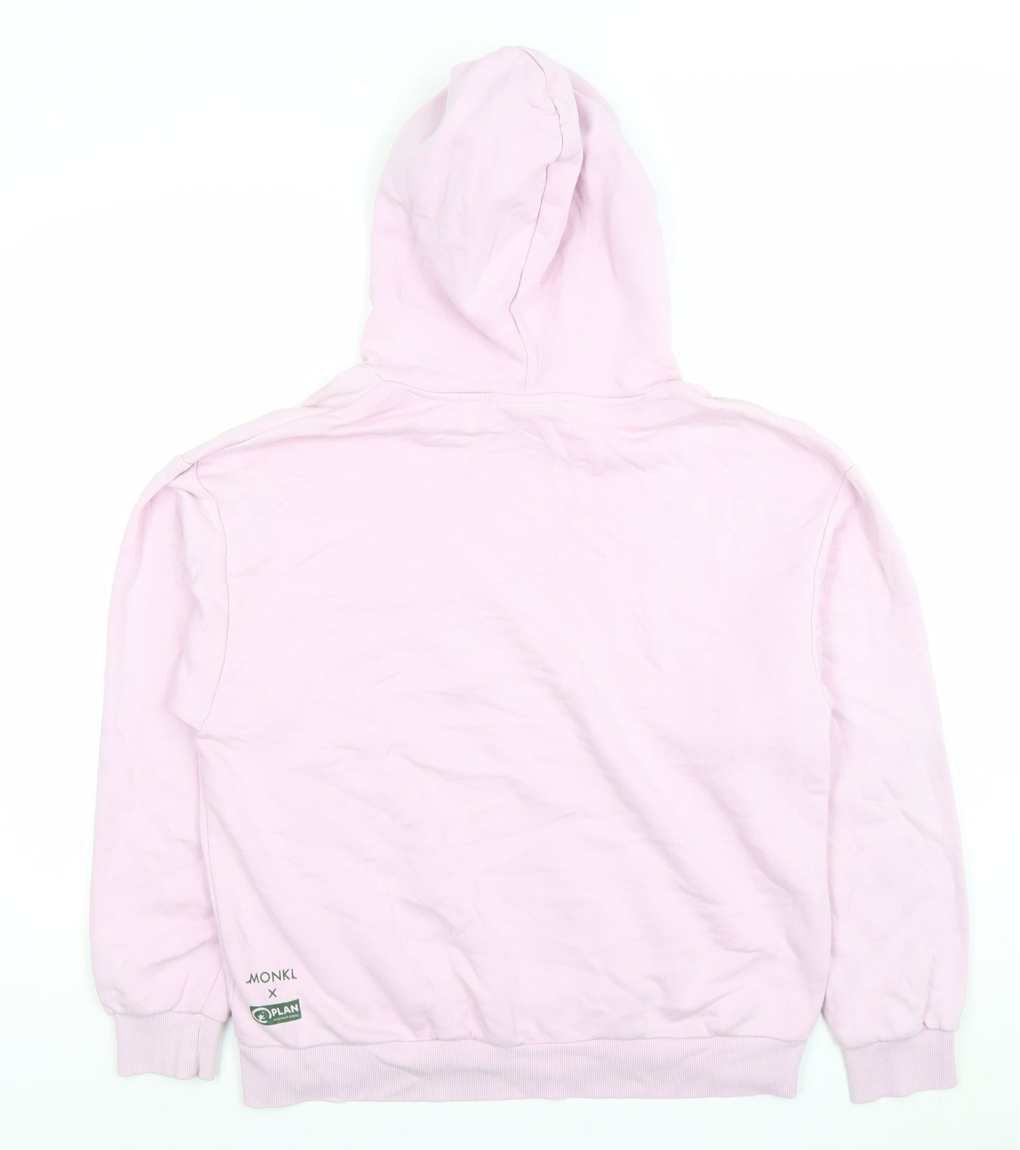 Monki Women's Pink Pullover Hoodie Small Cotton-Poly Equality Print