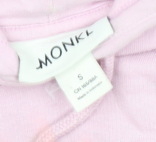 Monki Women's Pink Pullover Hoodie Small Cotton-Poly Equality Print