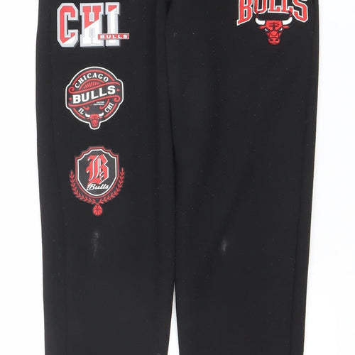 NBA Boys Black Chicago Bulls Jogger Sweatpants 10-11 Years Fleece Lined