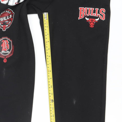 NBA Boys Black Chicago Bulls Jogger Sweatpants 10-11 Years Fleece Lined