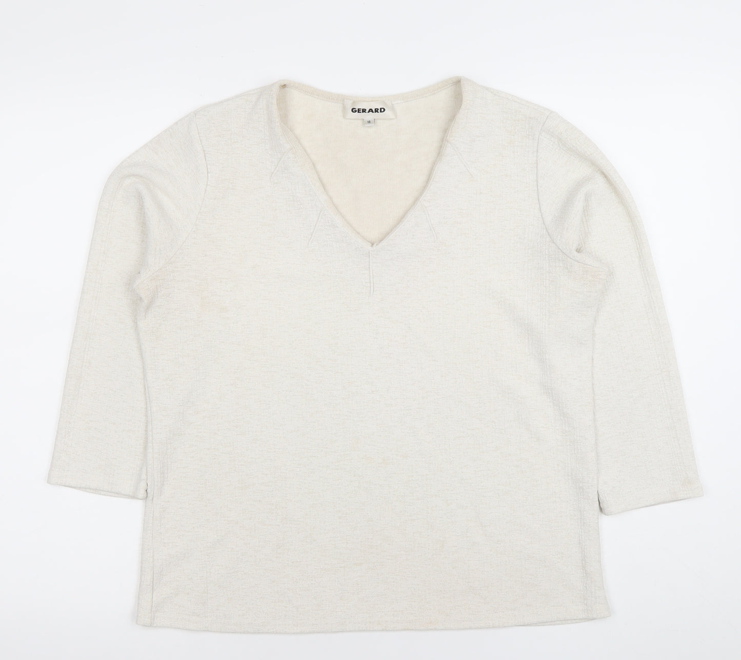 Gerard Women's Ivory V-Neck 3/4 Sleeve Stretch Top Size 16