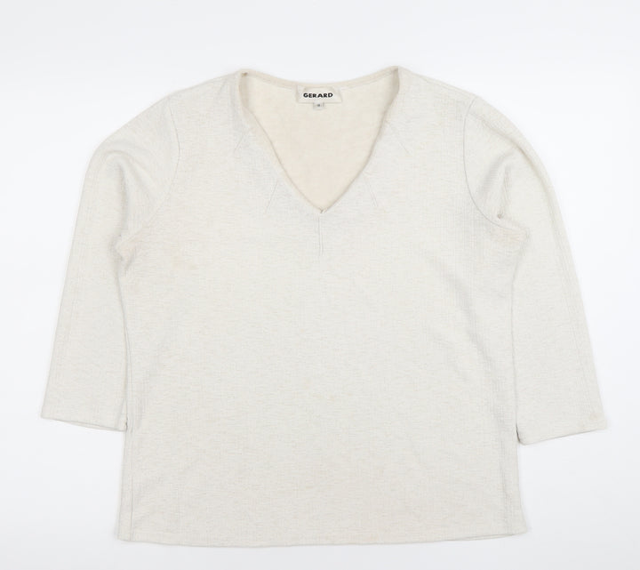 Gerard Women's Ivory V-Neck 3/4 Sleeve Stretch Top Size 16