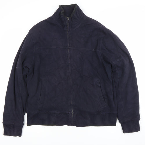 Marks and Spencer Blue Harbour Men's Blue Medium Cotton Bomber Jacket
