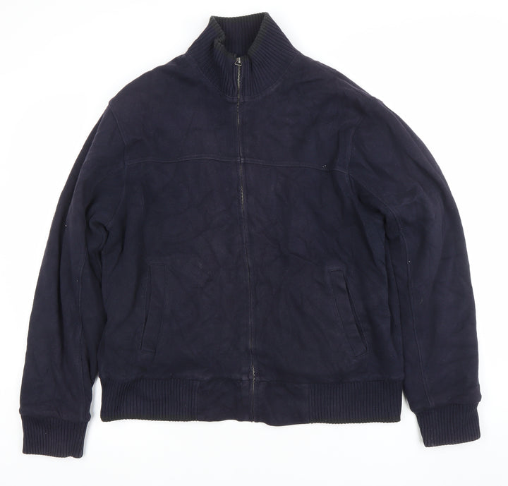 Marks and Spencer Blue Harbour Men's Blue Medium Cotton Bomber Jacket