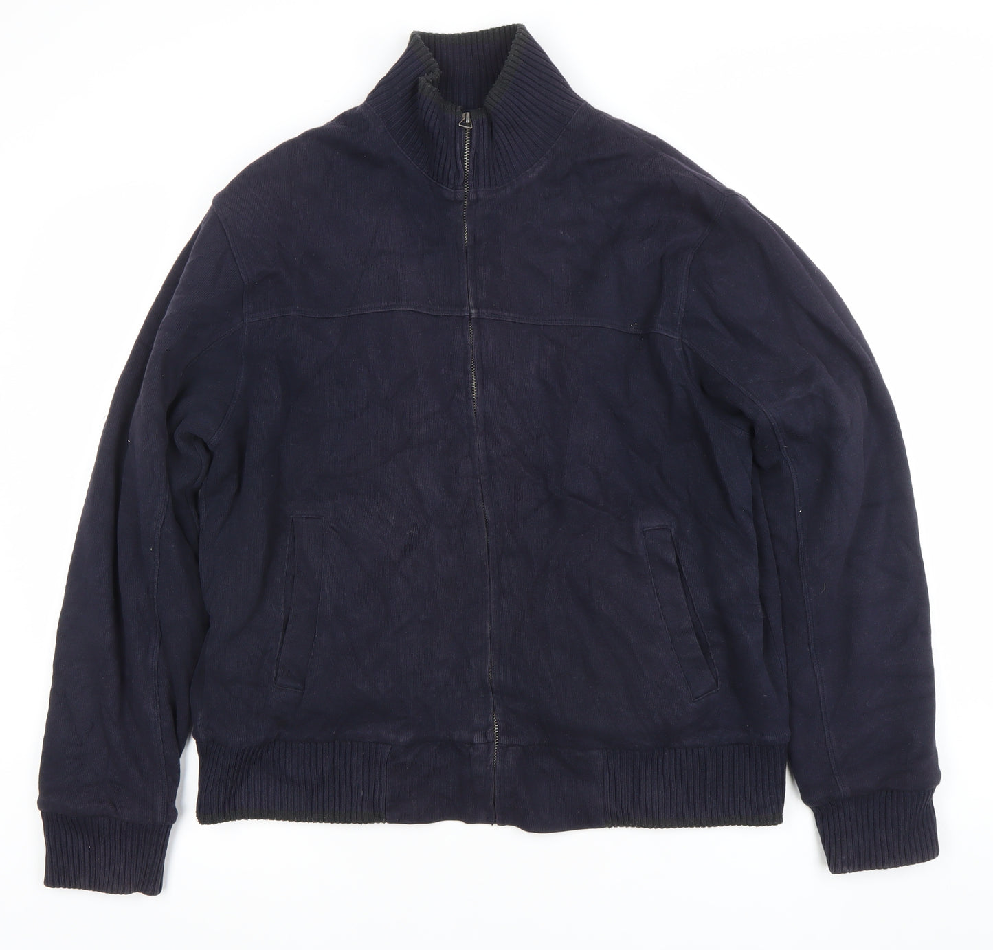 Marks and Spencer Blue Harbour Men's Blue Medium Cotton Bomber Jacket