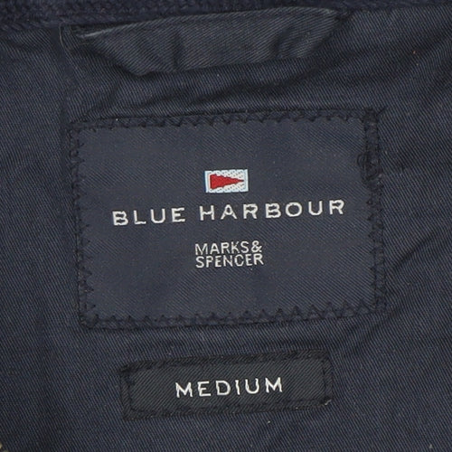Marks and Spencer Blue Harbour Men's Blue Medium Cotton Bomber Jacket