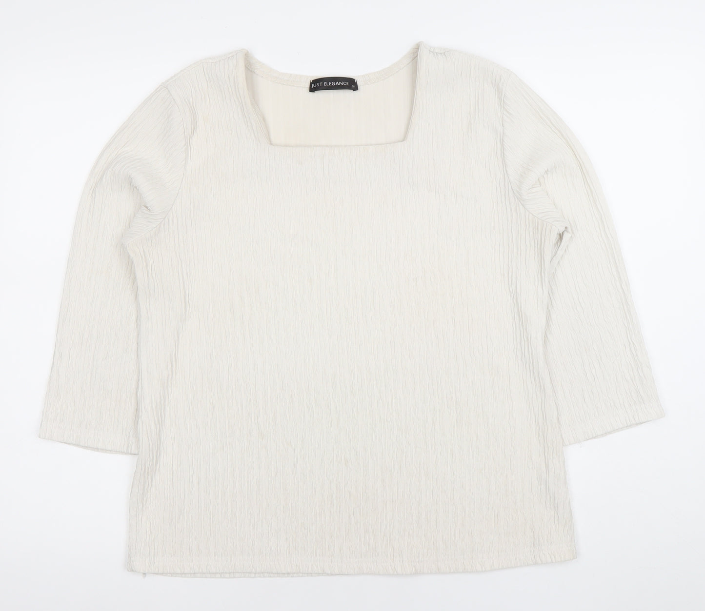 Just Elegance Women Ivory Square Neck 3/4 Sleeve Blouse Size 16