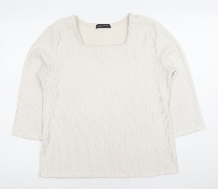 Just Elegance Women Ivory Square Neck 3/4 Sleeve Blouse Size 16
