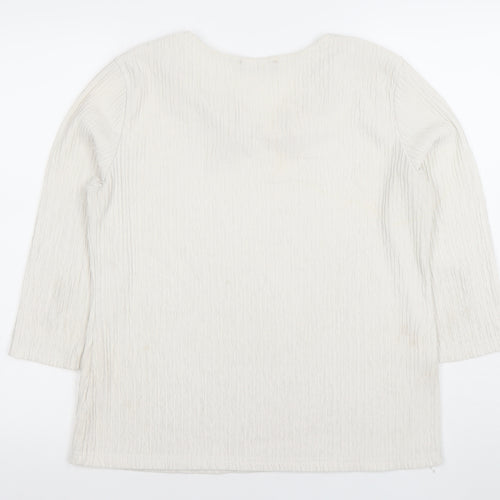 Just Elegance Women Ivory Square Neck 3/4 Sleeve Blouse Size 16