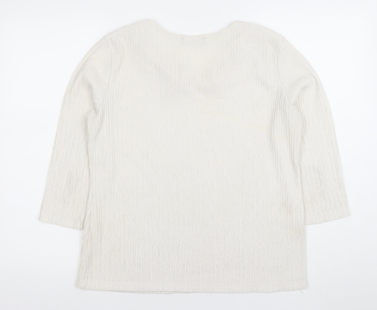 Just Elegance Women Ivory Square Neck 3/4 Sleeve Blouse Size 16
