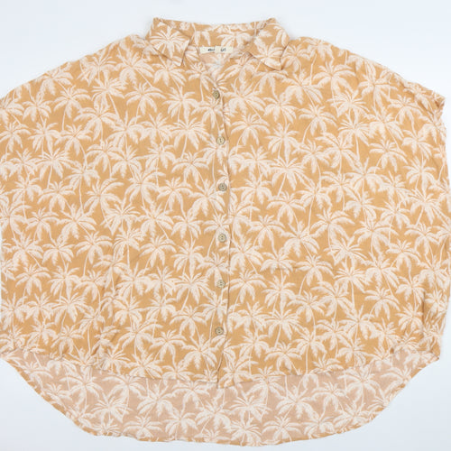 Rip Curl Womens Beige Tropical Button-Up Tunic Shirt M