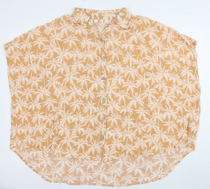 Rip Curl Womens Beige Tropical Button-Up Tunic Shirt M