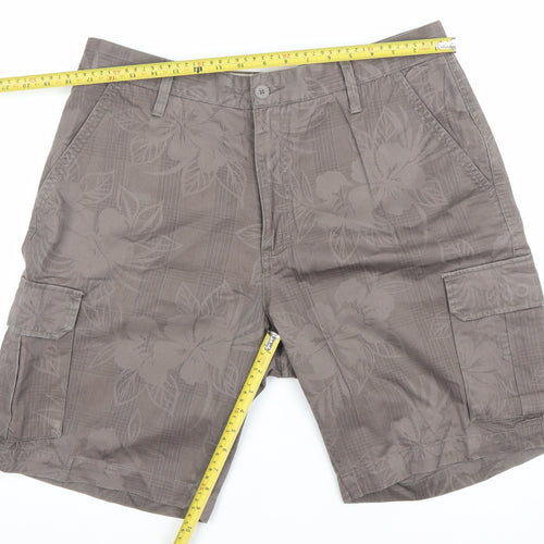 Maine New England Men's Brown Floral Cargo Shorts Size 36