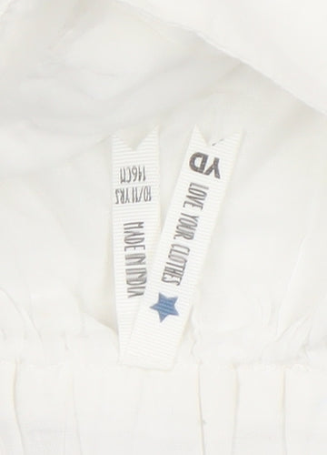 Y.D. Girls White & Blue Embroidered Cotton A-Line Skirt 10-11 Years
