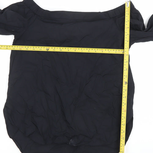 Dunnes Womens Black Off Shoulder 3/4 Sleeve Cotton Blouse Size 10
