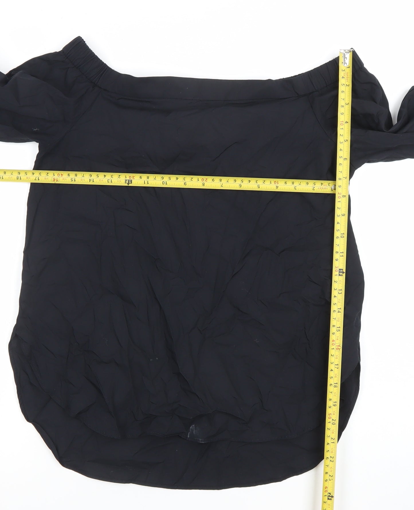 Dunnes Womens Black Off Shoulder 3/4 Sleeve Cotton Blouse Size 10