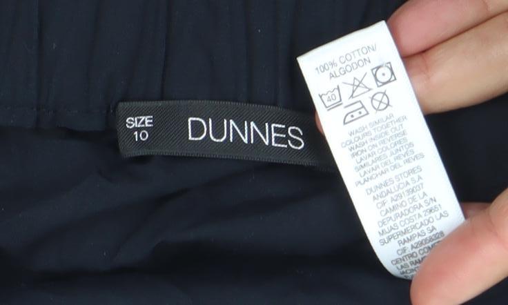 Dunnes Womens Black Off Shoulder 3/4 Sleeve Cotton Blouse Size 10