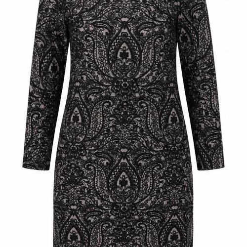 Topshop Women Black Paisley Bodycon Dress Size 16 Long Sleeve